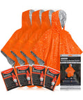 4 Pack Emergency Survival Foil Poncho Reversible Thermal Mylar Orange Heat Retention Up To 92 Percent Lightweight Portable Grab And Go