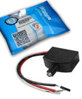 Two Pack Dusk To Dawn Photoelectric Sensor Switch for Indoor Outdoor Lights with blue packaging and wiring