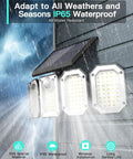 Solar Motion Sensor Lights Outdoor Five Head Flood Light Dope Bright 500LM 7700K Cool White 360 Degree Coverage Wire Free