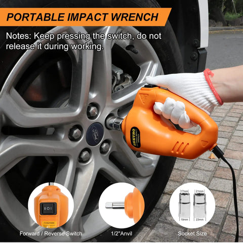 5 Ton 12V Electric Car Jack Kit With Portable Wrench And Tire Inflator Pump, LED Work Light And Warning Light, 4 In 1 Emergency Tire Change For SUV MPV Sedan, Garage Repair, Compact Yet Powerful