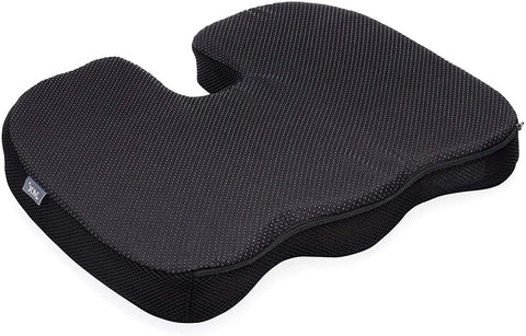 Upgraded Memory Foam Coccyx Cushion For Office Chair And Driving Tailbone Pain Relief Ergonomic Seat Pad With Breathable Cover Sciatica Support For Home Desk Computer Use, black breathable cover detail.