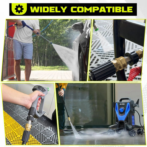 8-pack pressure washer adapter set with M22 swivel to 3/8 in QC and 3/4 in QR; connectors, spray gun, washer