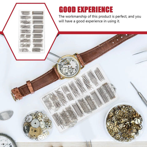 Pro Grade Stainless Steel Watch Band Pins Replacement Kit with 270 assorted spring link rods for watch repair and tools