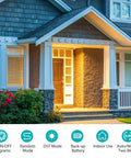 House exterior with porch light on, showing benefits of 7 Day Programmable In Wall Light Timer Switch With Blue Backlight Digital Indoor Timer For Single Pole And 3 Way Use SPDT Compatible Neutral Wire Required ETL Listed No Fuss Setup