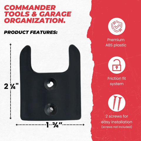Heavy Duty Slide On Tool Holders Pack Of 10 For M18 Power Tools Wall Mounts And Mounting Plates Storage System, front view.