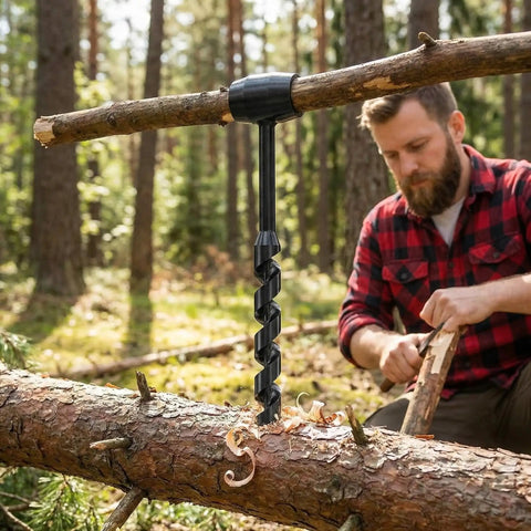 Hand Auger Wood Drill With Self Tapping Tip For Bushcraft And Survival Manual Drill For Camping And Outdoor Use 10mm By 260mm