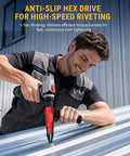 Top Shelf Rivet Gun Adapter Kit Turns Your Cordless Drill Into A Heavy Duty Power Riveter with anti-slip grip and hex drive for swift riveting.
