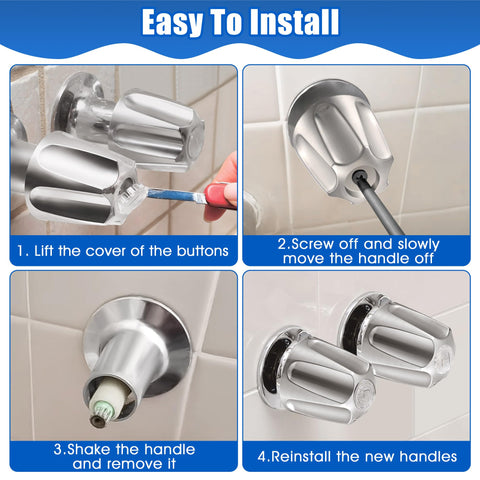 Steps to install Two Piece Shower Knob Replacement Kit For Pfister Verve Tub And Shower Hot And Cold Handles, brushed nickel