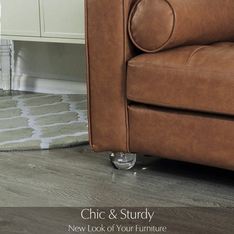 Clear Acrylic Furniture Legs For Sofas And Cabinets Slick Transparent Replacement Feet on brown sofa, 3.1x2.4 inches.