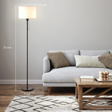 Dope Drum Shade Floor Lamp With Pull Chain On Off And E26 Socket Modern Minimalist Design Tall Standing Lamp for living room