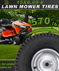 15X6.00-6 Lawn Mower Tire With Wheel Front Tire For Riding Mowers, Fits Most Lawn Tractors And Deck Mowers