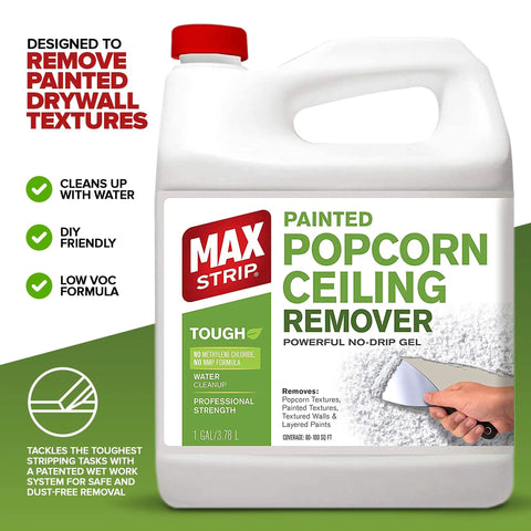 Pro Strength Painted Popcorn Ceiling Remover 1 Gallon No Methylene Chloride No NMP No Drip Gel Formula Dust Free Wet Removal
