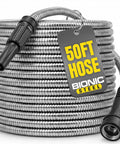 BIONIC STEEL 50 ft metal garden hose with spray nozzle, stainless steel, non-kinking.