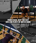 Heavy Duty Power Rack And Cable System For Home Gym Workout Gear Built Damn Tough for serious strength building with squat stance.