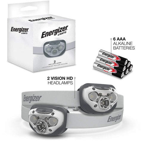 Vision HD LED Headlamp Pro Two Pack IPX4 Water Resistant with AAA Batteries and Adjustable Headbands