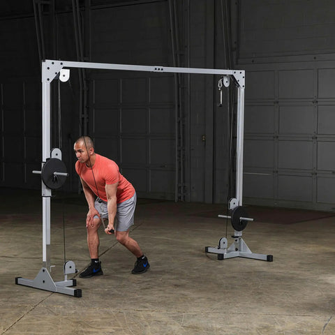 Beefy Heavy Duty Cable Crossover Machine For Home Gym Functional Trainer featuring dual high and low pulleys in use.