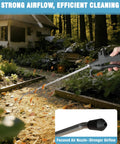 Beefy High Volume Air Blow Gun With 22 To 46 Inch Extendable Nozzle for dust removal in garden setting, demonstrating airflow efficiency