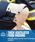Ultra Flex III KneePro Triple Layer Foam Knee Pads With Heavy Duty Shell And Speed Clips worn by person in construction pants