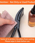 11 Inch Hand Seamer Sheet Metal Tool With 45 Degree Jaws And PVC Handle being cleaned with a cloth next to a bottle of anti-rust oil