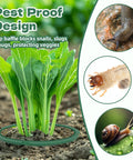 DIY Plant Grow Ring Kit With 40 Segments To Build 7 Inch, 10 Inch Or 12.5 Inch Edging For Veggies, Herbs And Flowers showing pest proof design with plant and pest separators.
