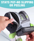 5 Inch Orbital Sander Accessory Kit With 4 Foam Interface Pads And 8 Hole Hook And Loop Sanding Discs in use on sander