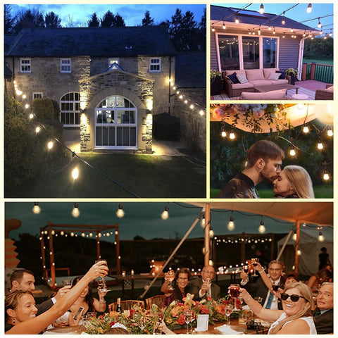 200 Ft Outdoor String Lights With 63 Shatterproof Edison Bulbs 2200K Warm White Waterproof Weatherproof For Patio Gazebo