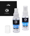 Lens And Screen Cleaning Kit With Two Cleaning Sprays And Two Microfiber Cloths For DSLR Lenses And All Device Screens No Fuss Quick Streak Free Clean Up For Cameras Smartphones Tablets Notebooks And More; two bottles and two cloths