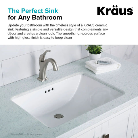 Sweet Value 23 Inch Rectangular Undermount White Porcelain Ceramic Bathroom Sink With Overflow Scratch Resistant Glazed Surface
