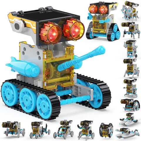 30 in 1 Solar Robot Kit for Kids with 243 Pieces STEM Building Set Hands On Science and Engineering Toy for Ages 8 to 12 Birthday Gift Blue