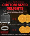 SugarWhisk Electric Pizzelle Maker Non-Stick Stroopwafel Iron And 5 Inch Cookie Machine With Four Inch Mold baking pizzelles in 5 inch and 4 inch sizes.