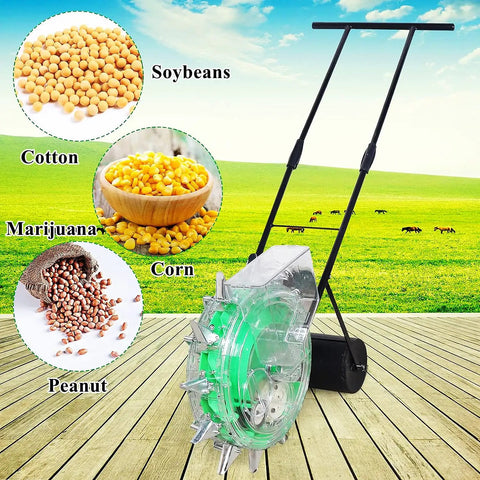 Manual Seeder Hand Push Roller Planter For Garden Sowing And Fertilizing With 10 Nozzles, seeds for corn, soybean, cotton, peanut