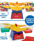 Primary Bucket Balance Teaching Scale For Kids Hands On STEM Learning Tool with see-through bins holding colorful blocks