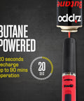 Cordless Butane Soldering Iron Kit With 3 In 1 Soldering, Jewelry And Heat Shrink Torch showing 20-second recharge detail