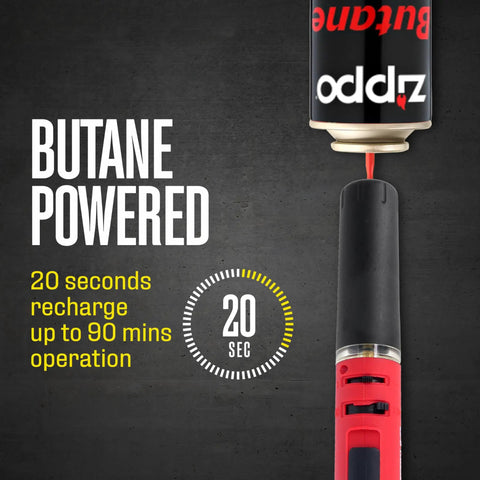 Cordless Butane Soldering Iron Kit With 3 In 1 Soldering, Jewelry And Heat Shrink Torch showing 20-second recharge detail