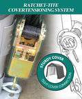 Close-up of ratchet-tite covertensioning system on 8 By 8 Outdoor Storage Shelter Shed Heavy Duty Tent for secure setup.