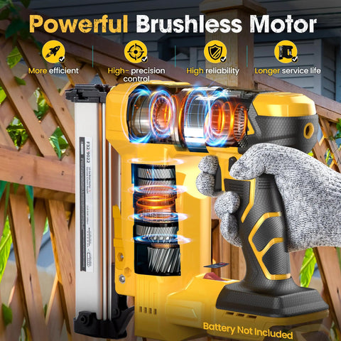 Cordless Brad Nailer Built Tough For Long Shifts With No Sweat showing powerful brushless motor with efficient design.