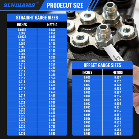 Installed view of SLNIHAMS stainless steel feeler gauge set with 32 straight and 16 offset blades for engine valves.