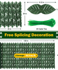 Artificial Ivy Privacy Fence Screen 120 inch long by 40 inch wide for patio balcony garden and backyard vibe decor realistic.