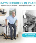 Wonder Tray Plus Adjustable Recliner Swivel TV Tray With Easy Grip Standing Handle for seniors assisting with mobility.