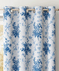 Blue Floral 100 Percent Blackout Curtains 2 Panels With Grommet Top 84 Inches Long Thermal Window Treatments Rose Pattern Sound Reducing For Living Room OEKO TEX Certified W52 X L84