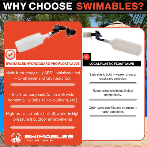 Auto Fill Float Valve Replacement Kit Three Eighths Inch To One Half Inch Adapter For Pool Water Levelers And Tank Fill Systems A 2 In 1 Solution For Pools Ponds And Water Tanks Compatible With Most Float Valves In Water Tanks And Pools Durable, ABS and stainless steel float valve for pool water levelers