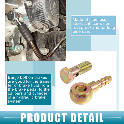 Turbo Brake Line Bolt Adapter Kit With Washers For Cars M10x1.25 Thread 30x15mm Ball Head Screw 8mm OD Fittings