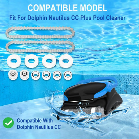 Climbing Ring Timing Track Guide Wheel Replacement Kit For Dolphin Nautilus CC Plus Robotic Pool Cleaner components displayed.
