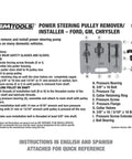 Power Steering Pulley Puller And Installer Kit All In One Tool for Ford GM VW Chrysler Cars with Instructions and Tool Layout
