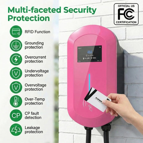 Level 2 Ev Charger To Smoothly Top Off Your EV Battery With 50Amp And 12Kw Raw Juice 240V Hardwired Hookup with security features.