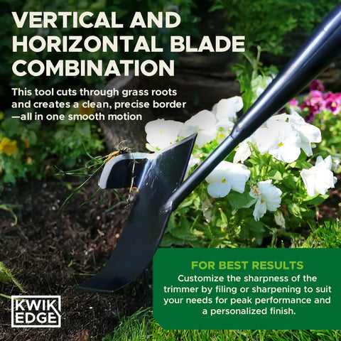 All In One Lawn Edger For Clean Borders And Flower Beds No Fuss Edging Long Handle Manual Tool For Precise Path Edging close-up.