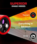 Thermal Wireless Imaging Camera with 640x480 TISR Resolution (160x120 Native IR) showcasing thermal and visible modes