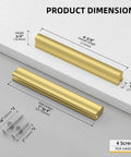 Diagram of 20 Pack Gold Adjustable Drawer Pulls For Cabinets And Drawers with size details, 1 to 4 inch hole spacing.