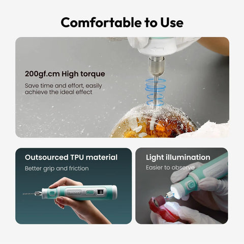 Illustration showing Pro Grade Cordless Resin Drill Pen Kit with 8 Speed Adjustable Rotary Tool for resin molding tasks highlighted.