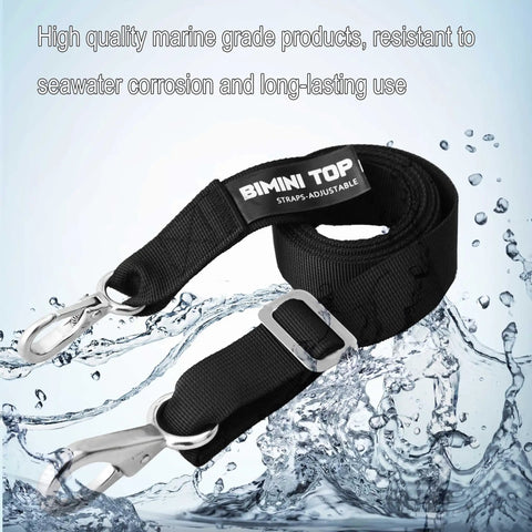 Adjustable Bimini Top Straps For Boats Marine Webbing With Stainless Steel Snap Hooks Heavy Duty UV Resistant 2-Pack